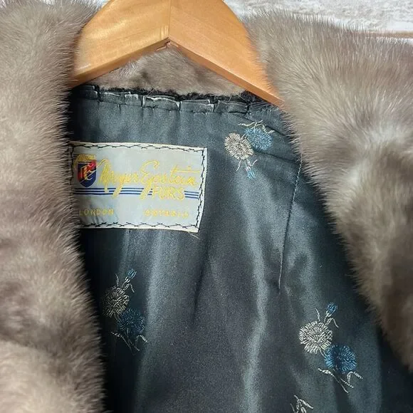 Meyer Epstein Furs London Ontario Unique Black Lambswool Coat With Mink Fur Trim - Picture 13 of 14